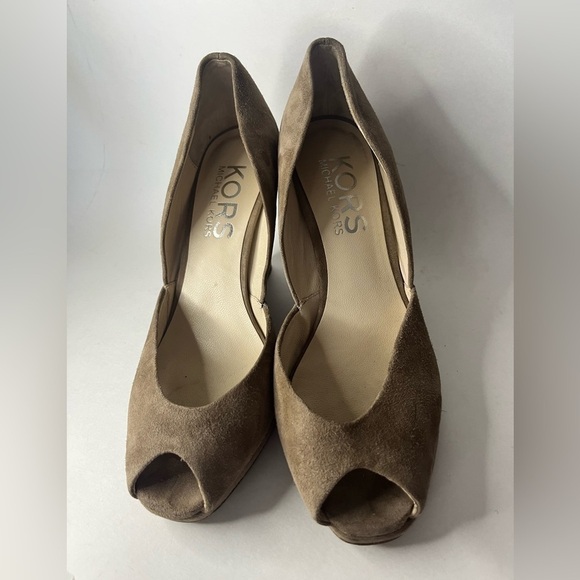 MICHAEL Kors Peep Toe Suede Wedges Size 9 - Picture 9 of 12